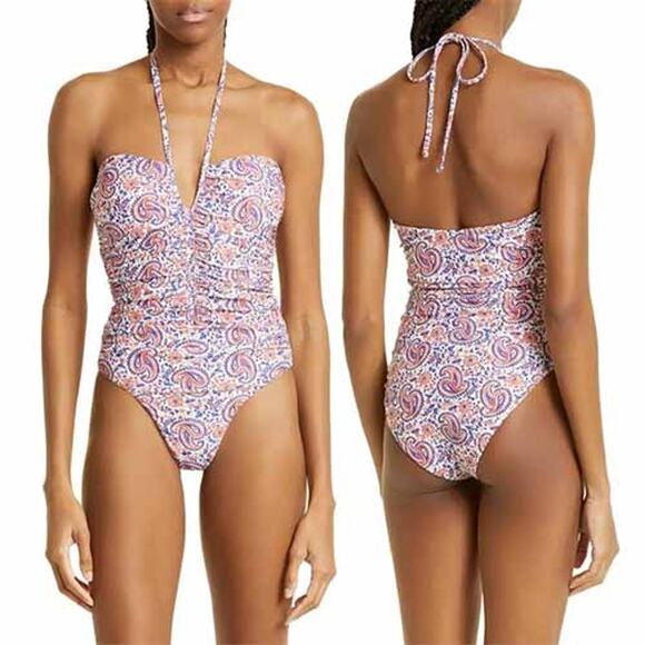NWT Veronica Beard Hazina Paisley Ruched One-Piece Swimsuit Size: Small - Picture 8 of 8